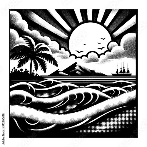 breathtaking sea landscapes black and white design