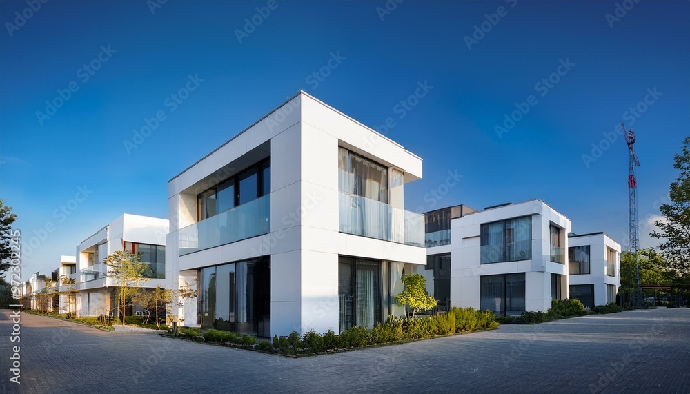 White contemporary townhouse architecture building city. White contemporary townhouse architecture building city.