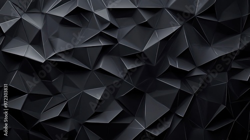 Abstract black geometric shapes create a dramatic and contemporary aesthetic.