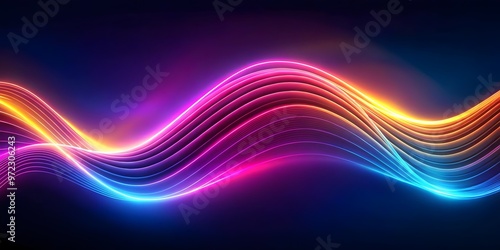 glowing blue neon wave on dark background for modern wallpaper and banners