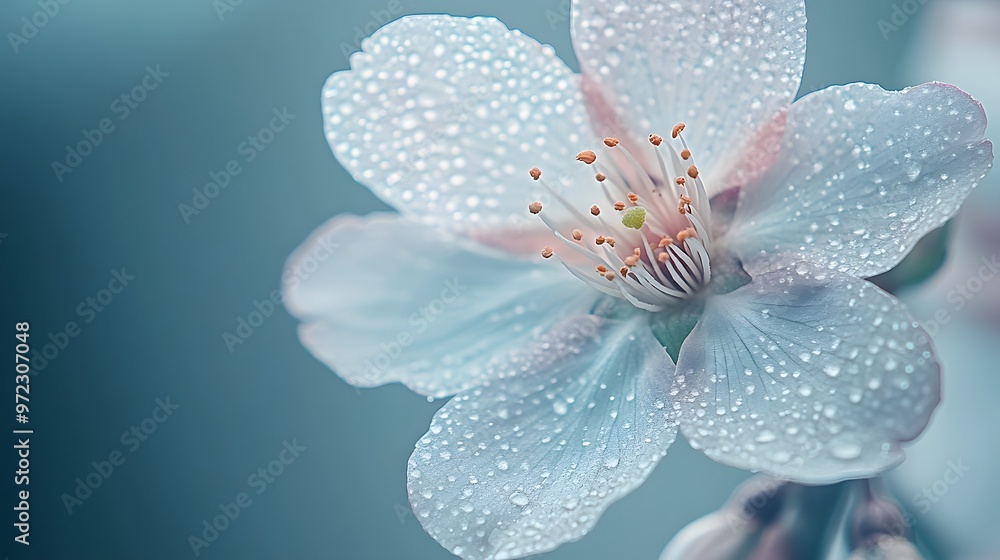 Fototapeta premium An artistic close-up of a sakura flower, focusing on the intricate details of the petal edges and subtle color gradients