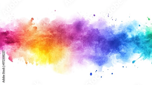 A vibrant watercolor splash showcasing a gradient of colors from red to blue.