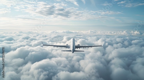 Airplane Flying Overhead: A sleek airplane soaring high above the clouds.

