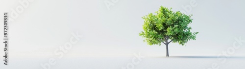 Deciduous Tree Illustration, A detailed 3D render of a deciduous tree with vibrant foliage, set against a clean white backdrop, showcasing its intricate textures and form.