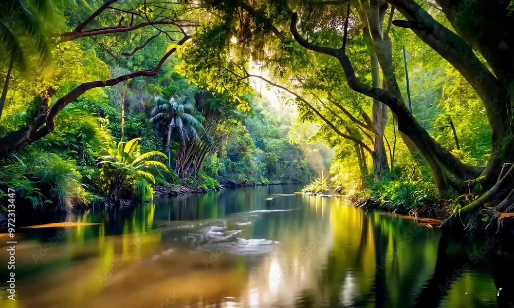 river in the forest , Waterfall Cascading in Forest Clearing, Hidden Waterfall Flowing in Lush Forest river in the forest , Waterfall Cascading in Forest Clearing, Hidden Waterfall Flowing in Lush Forest