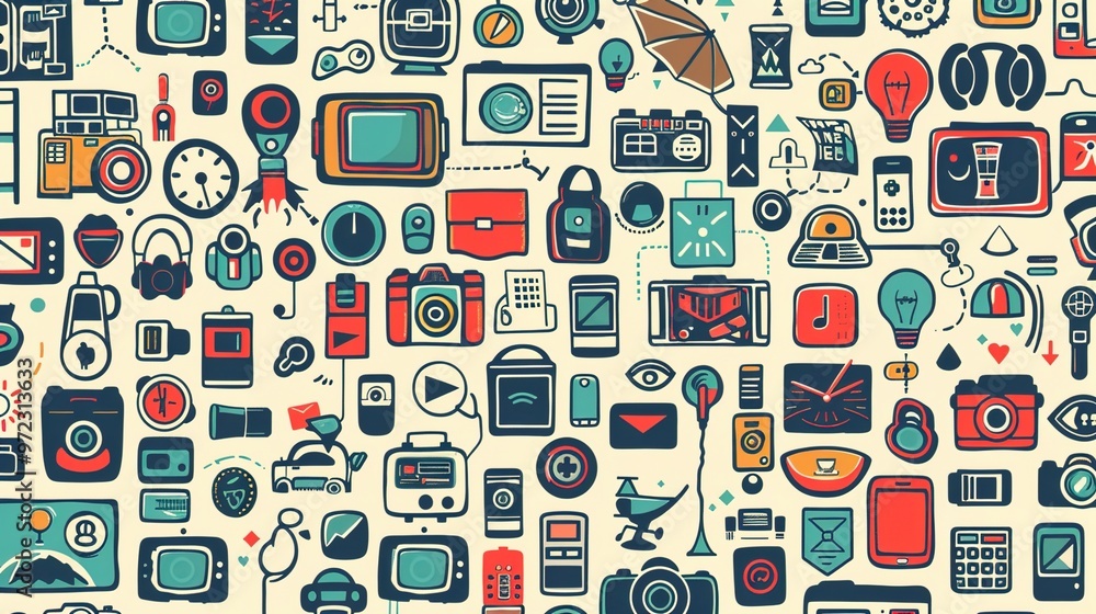 Retro icon seamless pattern wallpaper Retro icon seamless pattern wallpaper
