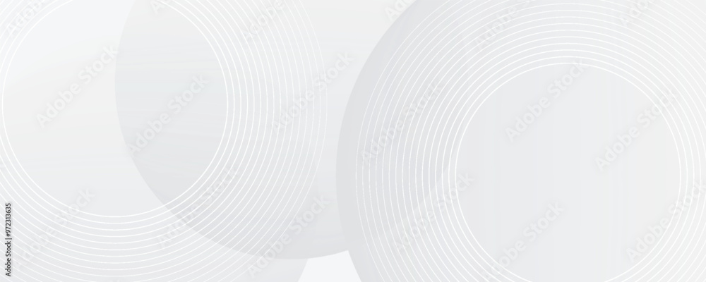 Fototapeta premium White geometric abstract background overlap layer on bright space with lines effect decoration. Modern graphic