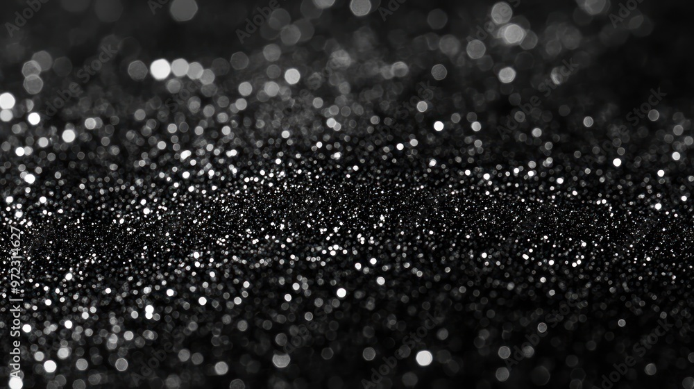 A mesmerizing close-up of shimmering black glitter, creating a sparkling effect against a blurred backdrop. A mesmerizing close-up of shimmering black glitter, creating a sparkling effect against a blurred backdrop.