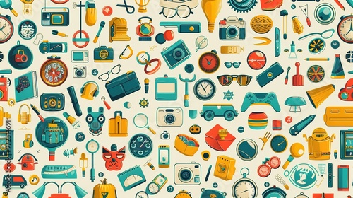 Retro icon seamless pattern wallpaper