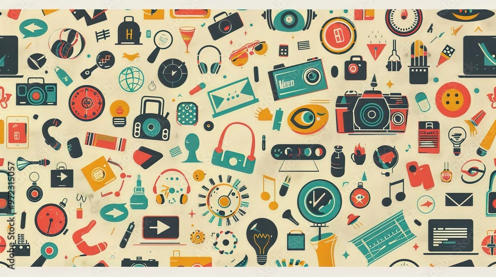 Retro icon seamless pattern wallpaper Retro icon seamless pattern wallpaper