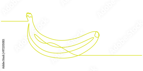 banana in continuous line art drawing. One line continuous fresh banana. Outline vector illustration, Vector illustration of banana continuous one line art drawing concept, Hand Drawn Bananas Icon
