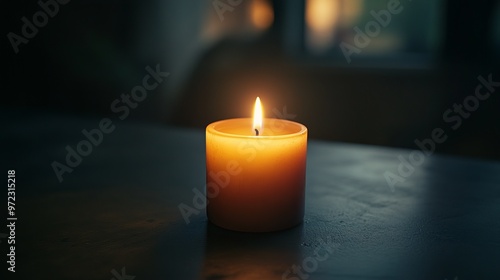 Minimalist scene with a single candle burning in a dark room, the soft flicker of light casting gentle shadows, symbolizing hope and solitude, 4K hyperrealistic photo.