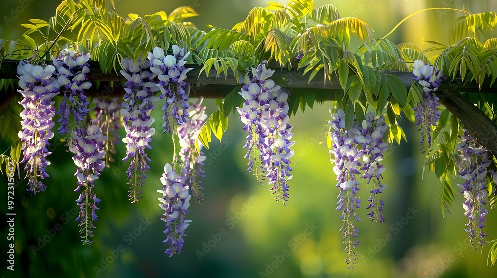 Obraz premium Stunning Wisteria Flowers in Bloom A Vibrant Display of Nature's Beauty