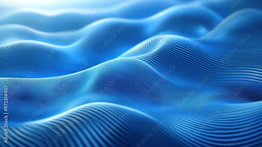 Obraz premium Abstract blue waves undulating across the surface, creating a serene and dynamic visual effect.