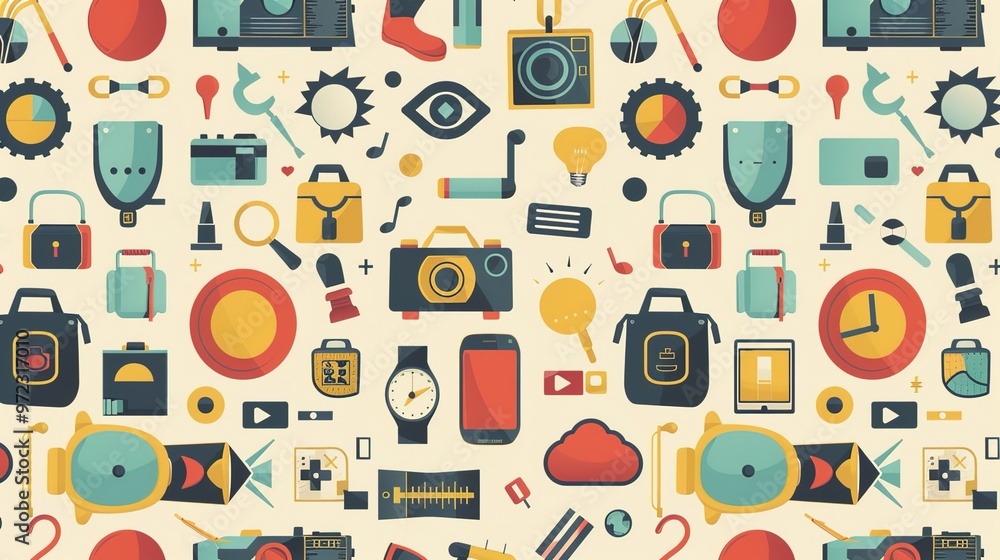 Retro icon seamless wallpaper Retro icon seamless wallpaper