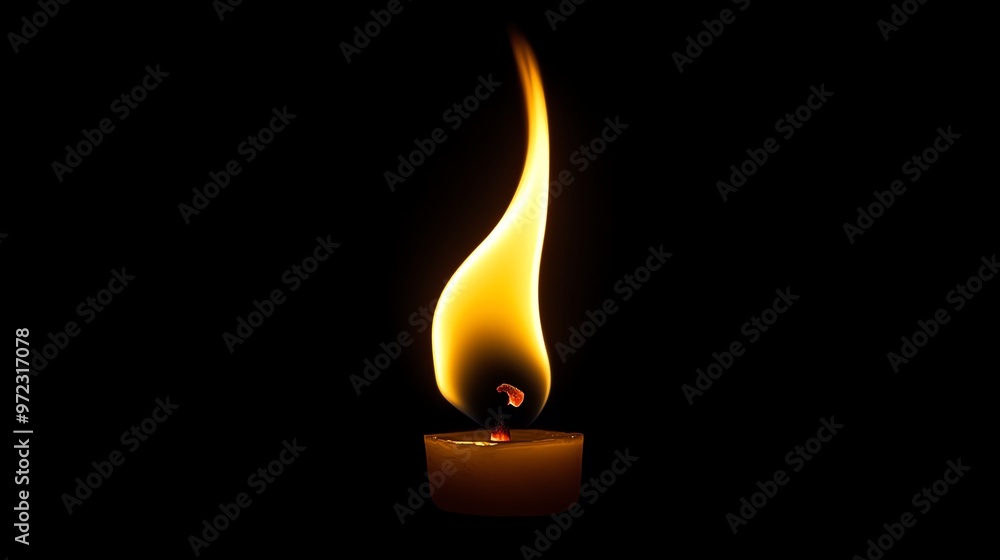 A single candle flame glowing brightly in the dark. A single candle flame glowing brightly in the dark.