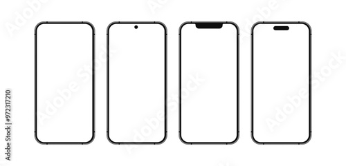 iPhone 15 16 Pro Max mobile phone devices blank display mockup set. Different style smartphone cellphone collection for social media advertisement
