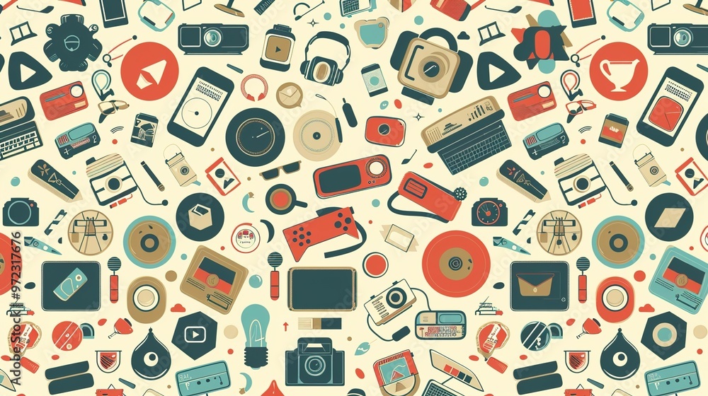 Retro icon seamless wallpaper Retro icon seamless wallpaper