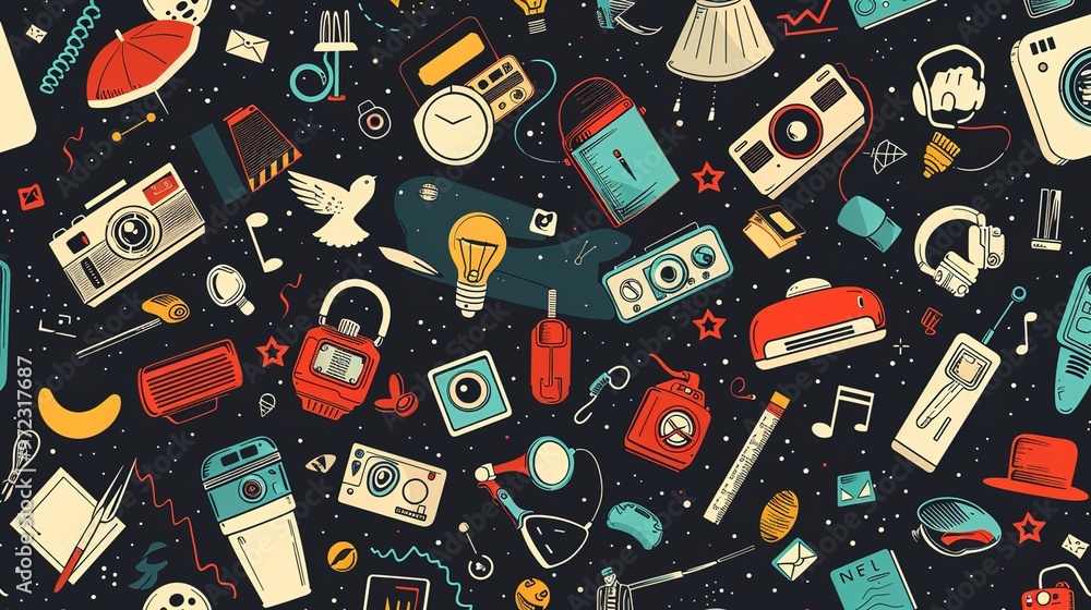 Retro icon seamless wallpaper Retro icon seamless wallpaper