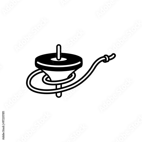 コマ回しのイラスト（線画）