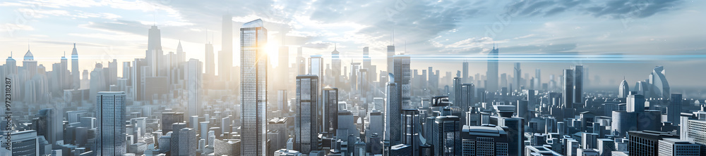 Cityscape with skyscrapers tall buildings skyline downtown city lights architecture with serene abstract winter morning background. Cityscape with skyscrapers tall buildings skyline downtown city lights architecture with serene abstract winter morning background.