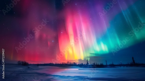 Wallpaper Mural Aurora Borealis: The Northern Lights dancing across the night sky in vibrant colors.
 Torontodigital.ca
