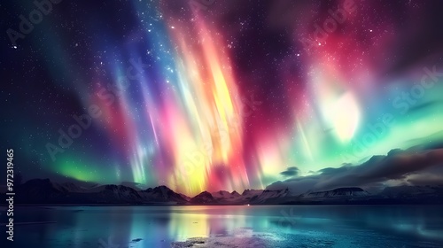 Wallpaper Mural Aurora Borealis: The Northern Lights dancing across the night sky in vibrant colors.
 Torontodigital.ca