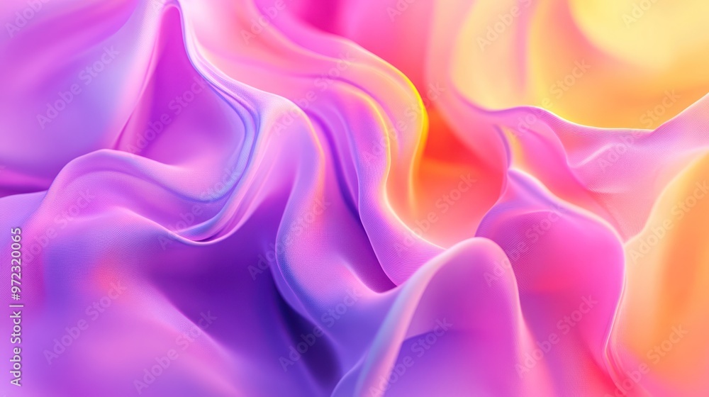 Obraz premium A vibrant, colorful abstract fabric in shades of purple, pink, and orange, creating a dreamy and soft atmosphere.