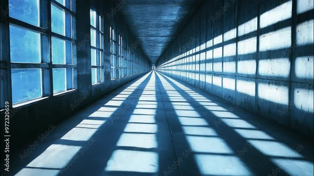 A Long, Narrow Corridor with Windows and Light Streaks A Long, Narrow Corridor with Windows and Light Streaks