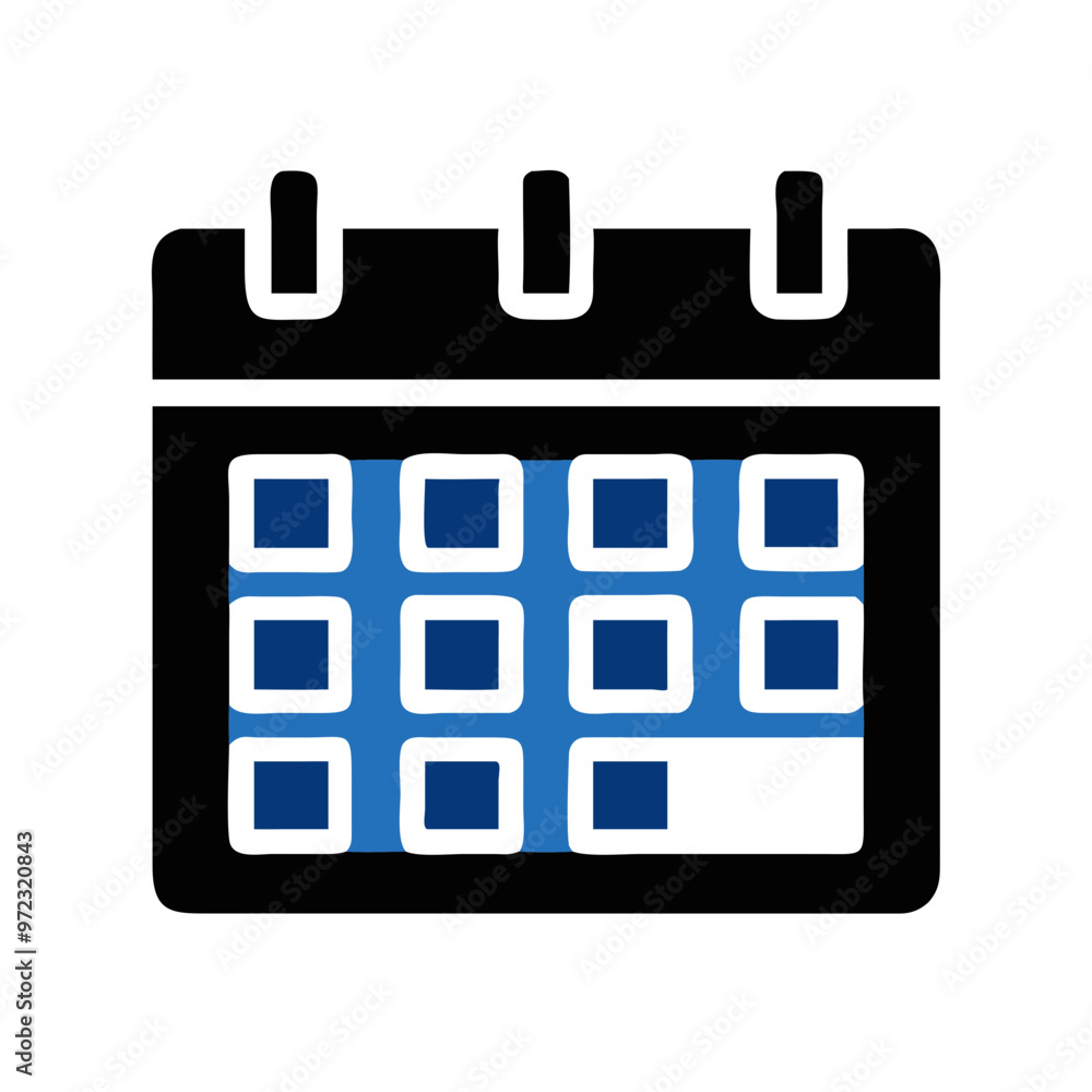Calendar icon with blue highlights and a modern design for scheduling events Calendar icon with blue highlights and a modern design for scheduling events