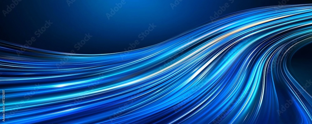 Blue futuristic digital wave flowing across the scene symbolizing the limitless potential of technology with streaks of light and energy Blue futuristic digital wave flowing across the scene symbolizing the limitless potential of technology with streaks of light and energy