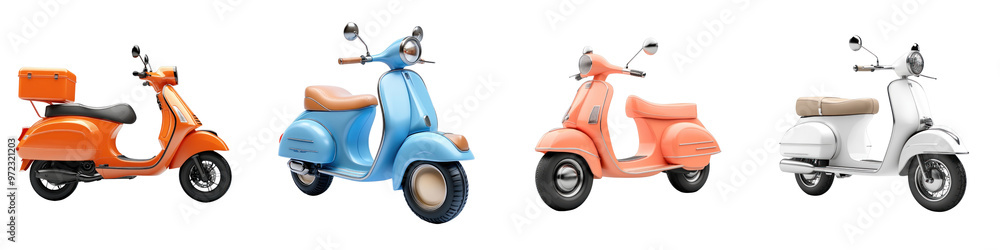 3D icon of a delivery scooter with transparent background. 3D icon of a delivery scooter with transparent background.