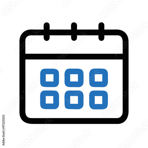 Calendar icon with blue highlights and a modern design for scheduling events