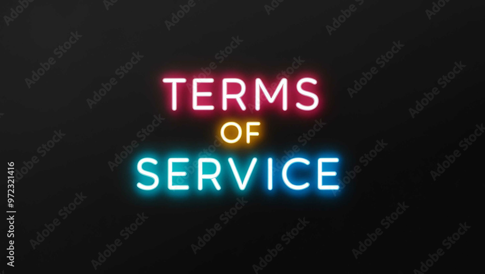 terms of service colorful neon lettering on plain black dark background terms of service colorful neon lettering on plain black dark background