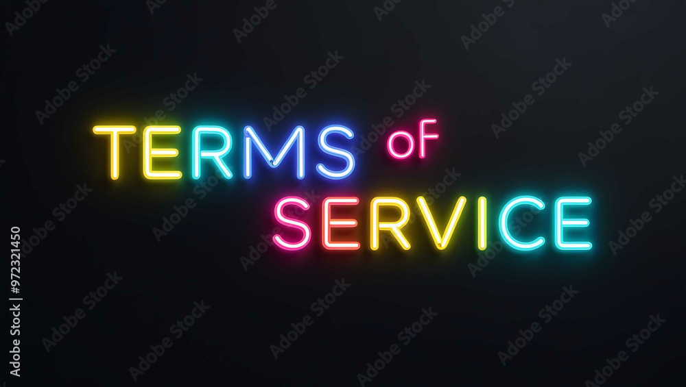 terms of service colorful neon lettering on plain black dark background terms of service colorful neon lettering on plain black dark background