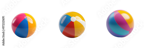 Free Download 3D of a beach ball in vibrant colors, minimalist style, transparent background, png format. - GFXLoad