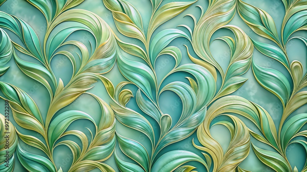 Elegant leaf pattern design in a tropical style with vibrant green colors and textures Elegant leaf pattern design in a tropical style with vibrant green colors and textures