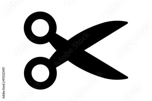 Scissors icon. Simple silhouette of open scissors. Scissors logo icon illustration. Stock vector illustration isolated on white background.