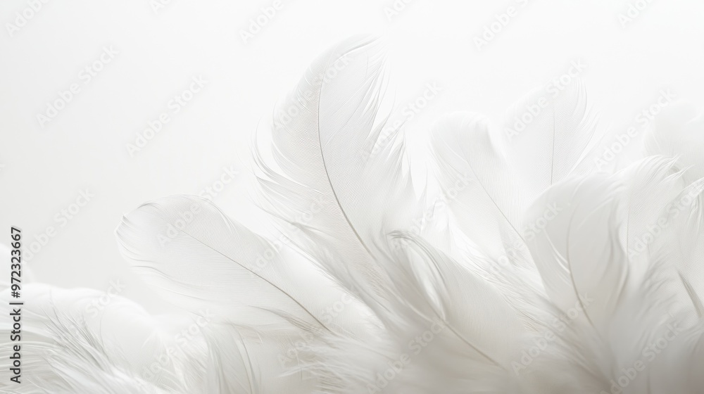 A close-up of delicate white feathers against a light background, showcasing texture and softness. A close-up of delicate white feathers against a light background, showcasing texture and softness.
