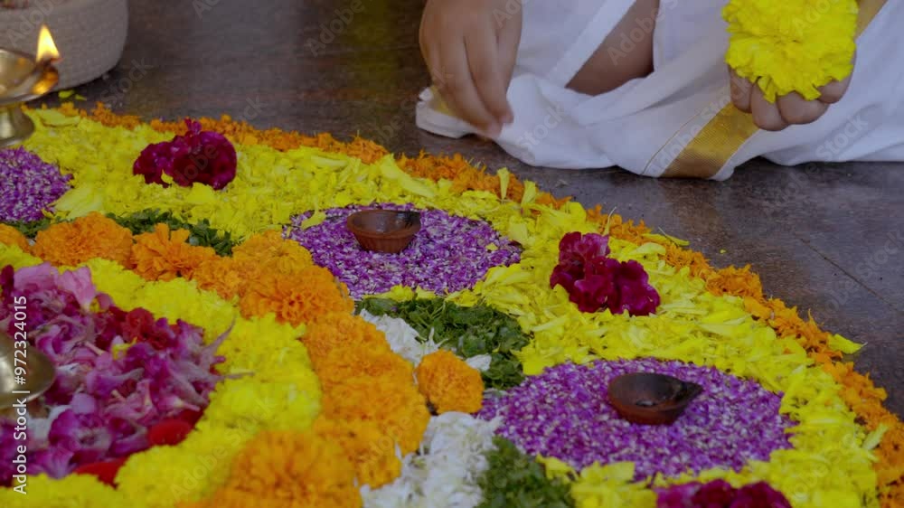 Athapookkalam decorating for onam festival in Kerala ,pookalam ...