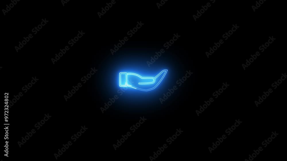 A hand neon line loop in animation background A hand neon line loop in animation background