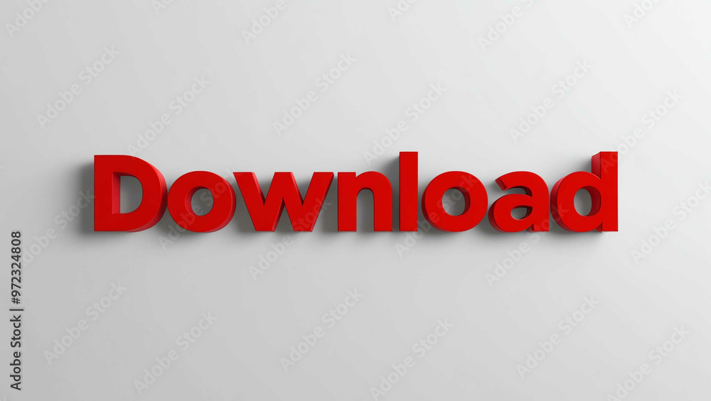 Download word 3d red lettering on plain white background