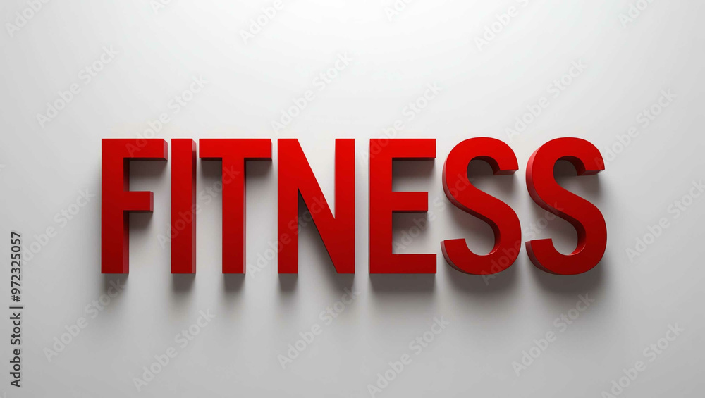 Fototapeta premium Fitness word 3d red lettering on plain white background