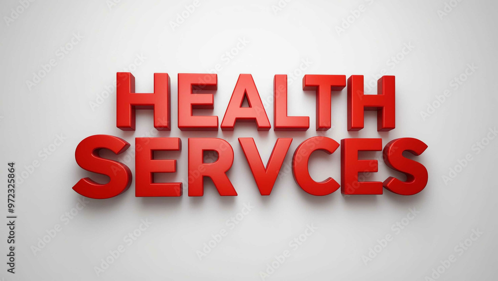Health Services word 3d red lettering on plain white background Health Services word 3d red lettering on plain white background