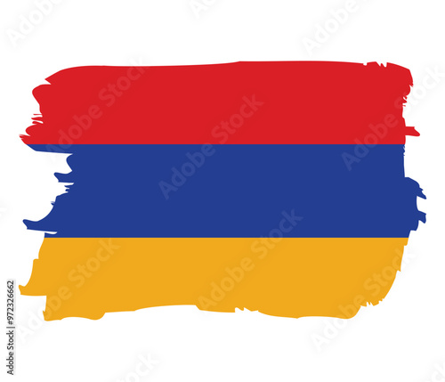 Flag of Armenia, paint brush strokes grunge design. Grunge brush stroke effect. Vector