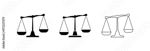 Retro scales for weighing, vector icon set.