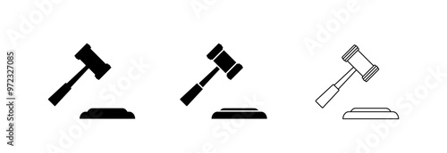 A judge's or auctioneer's gavel. A set of icons.