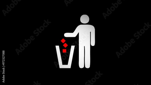 3d Abstract Don't Litter Logo / Symbol Spinning and Rotating on Transparent Background. Seamless Loop Isolated 4K Video.