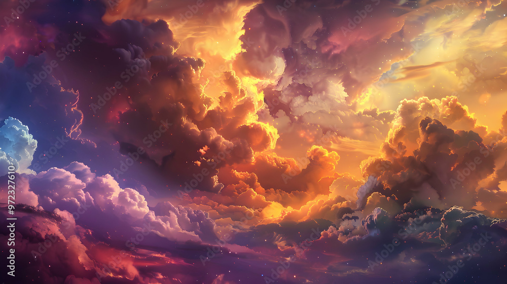 Magical multicolored cloudscape in a fairytale sky Magical multicolored cloudscape in a fairytale sky