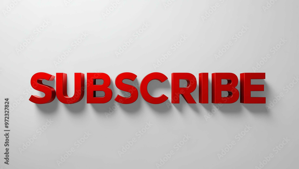Subscribe word 3d red lettering on plain white background Subscribe word 3d red lettering on plain white background